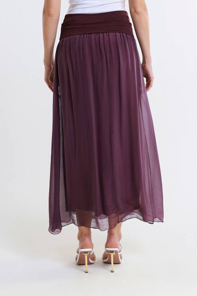 TINA Stephens Italy/Tees By Tina - Brenda Silk Foldover Waist Skirt (SL204)