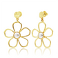 KARINE SULTAN - Flower and Pearl Stud Earrings - 24K Gold Plated