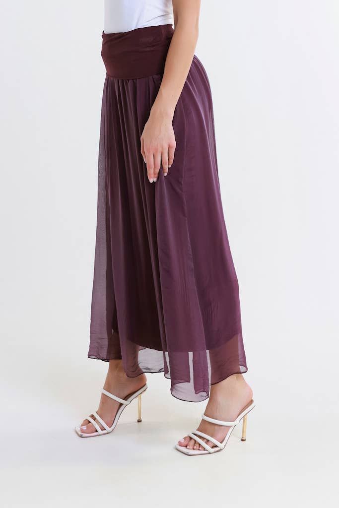 TINA Stephens Italy/Tees By Tina - Brenda Silk Foldover Waist Skirt (SL204)