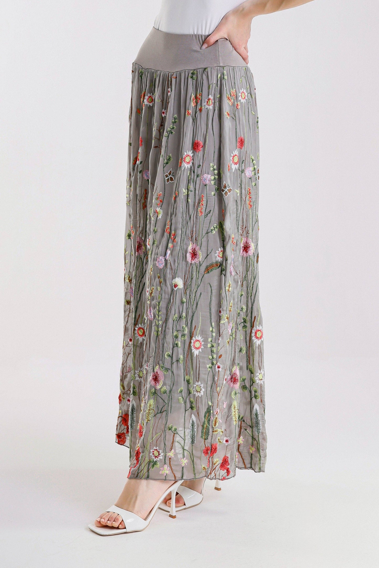 TINA Stephens Italy/Tees By Tina - Sable Garden Silk Skirt (SL202G)